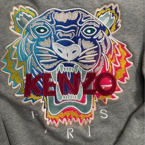 Kenzo Heather Gray Sweatshirt with Red Accent